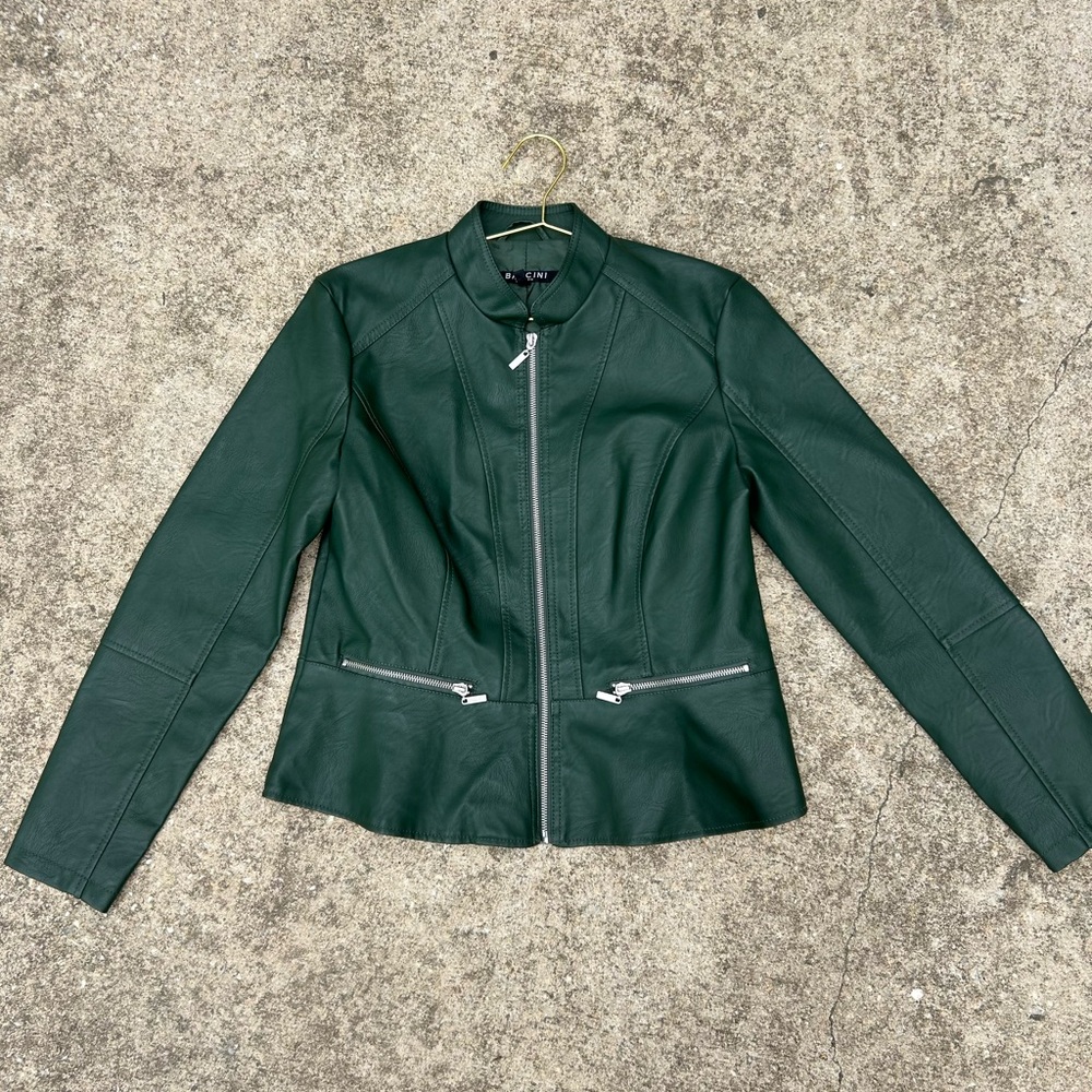 baccini green leather jacket